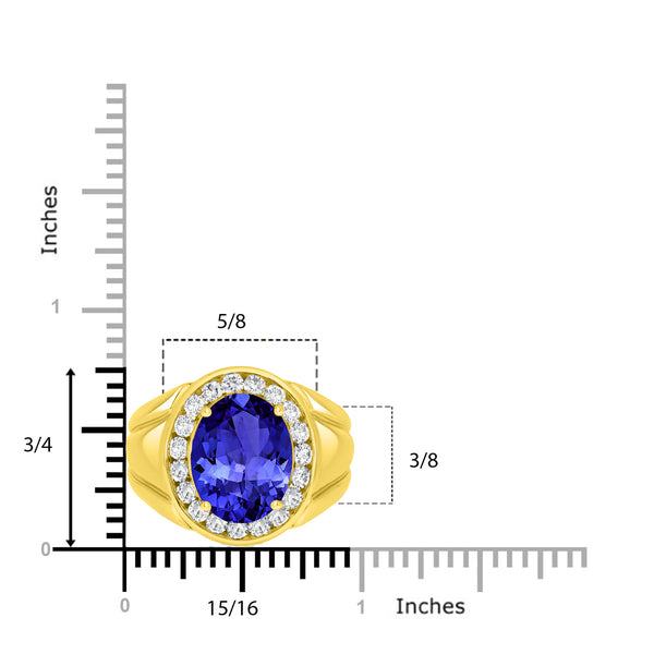 5.5 ct Oval Tanzanite Men's Ring with 0.85 cttw Diamond