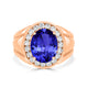 5.5 ct Oval Tanzanite Men's Ring with 0.85 cttw Diamond