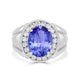 5.5 ct Oval Tanzanite Men's Ring with 0.85 cttw Diamond