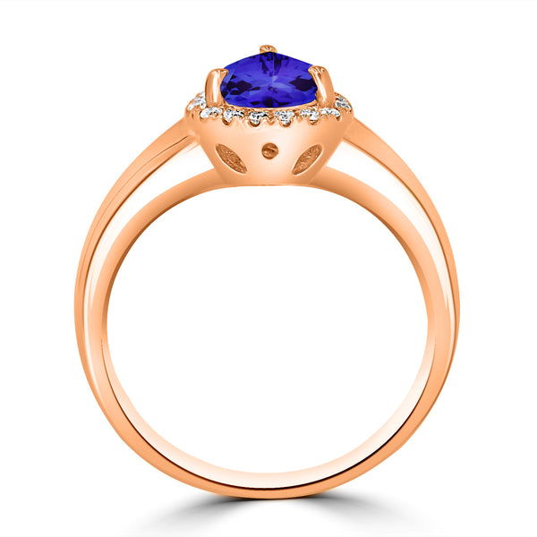 1.15ct Pear Shape Tanzanite Ring with 0.15 cttw Diamond