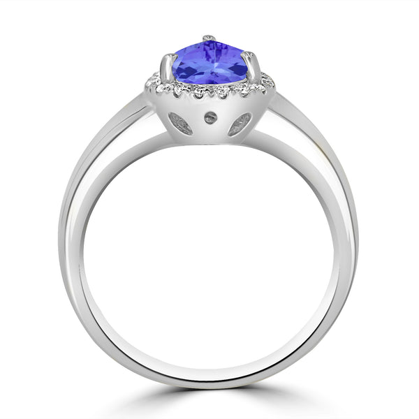 1.15ct Pear Shape Tanzanite Ring with 0.15 cttw Diamond