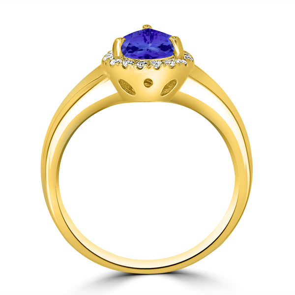 1.15ct Pear Shape Tanzanite Ring with 0.15 cttw Diamond
