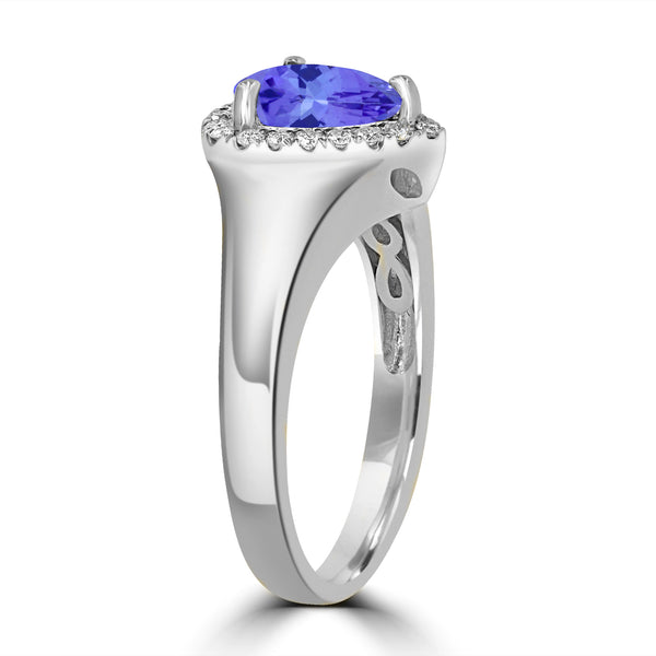 1.15ct Pear Shape Tanzanite Ring with 0.15 cttw Diamond