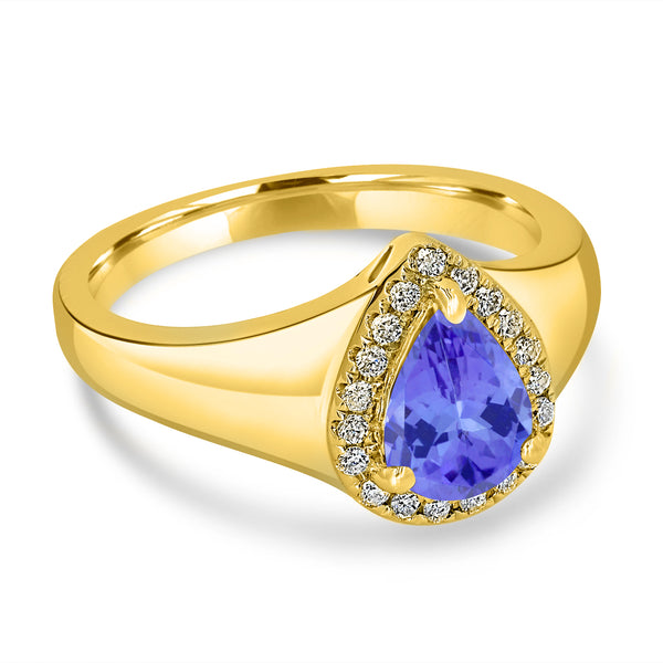 1.15ct Pear Shape Tanzanite Ring with 0.15 cttw Diamond