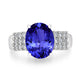 3.9ct Oval Tanzanite Ring with 0.39 cttw Diamond