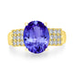 3.9ct Oval Tanzanite Ring with 0.39 cttw Diamond