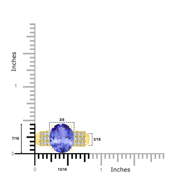 3.9ct Oval Tanzanite Ring with 0.39 cttw Diamond