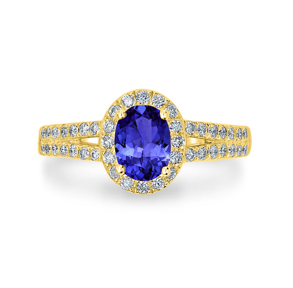 0.76ct Oval Tanzanite Ring with 0.44 cttw Diamond