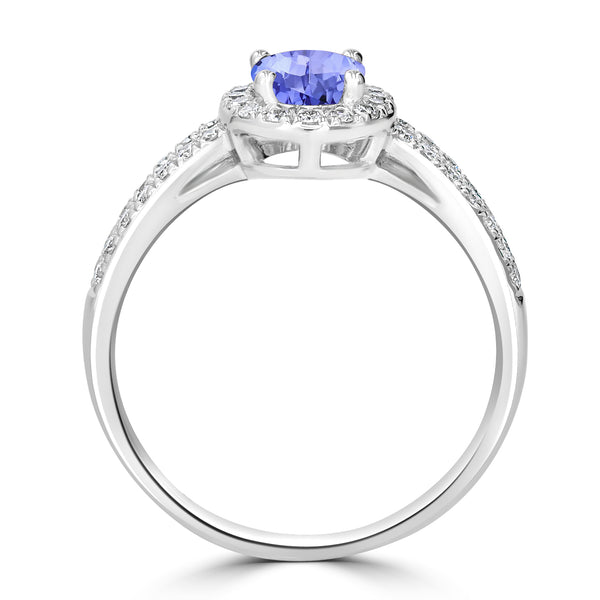 0.76ct Oval Tanzanite Ring with 0.44 cttw Diamond