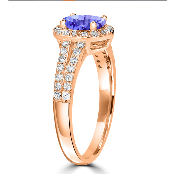 0.76ct Oval Tanzanite Ring with 0.44 cttw Diamond