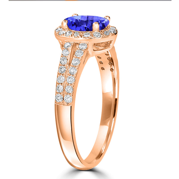 0.76ct Oval Tanzanite Ring with 0.44 cttw Diamond