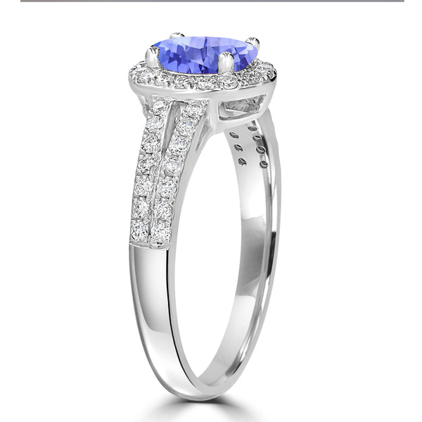 0.76ct Oval Tanzanite Ring with 0.44 cttw Diamond