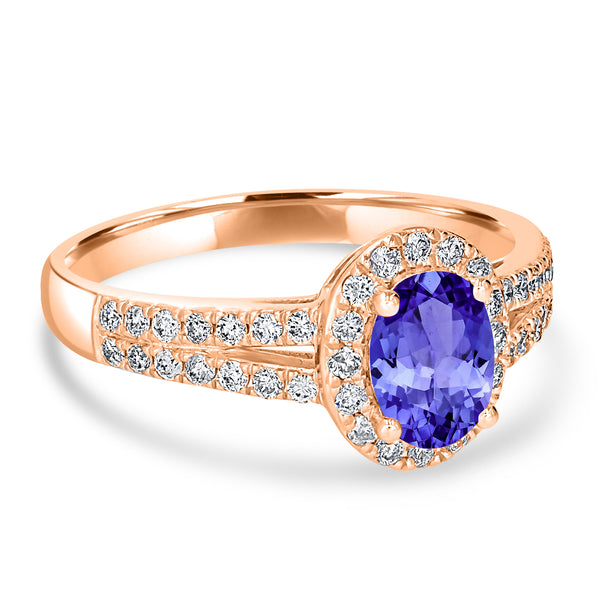 0.76ct Oval Tanzanite Ring with 0.44 cttw Diamond
