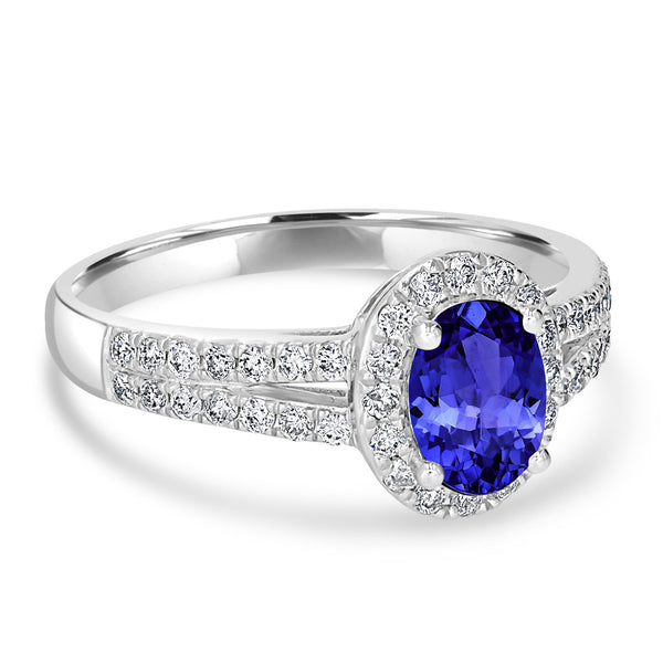 0.76ct Oval Tanzanite Ring with 0.44 cttw Diamond