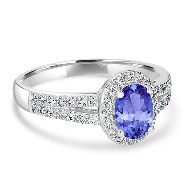 0.76ct Oval Tanzanite Ring with 0.44 cttw Diamond