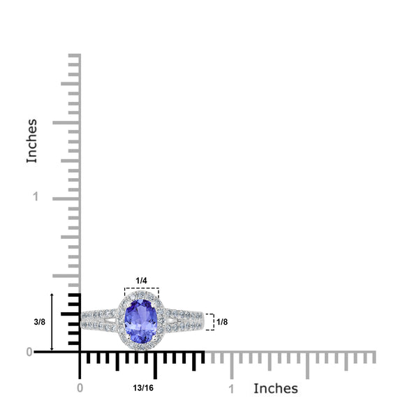 0.76ct Oval Tanzanite Ring with 0.44 cttw Diamond