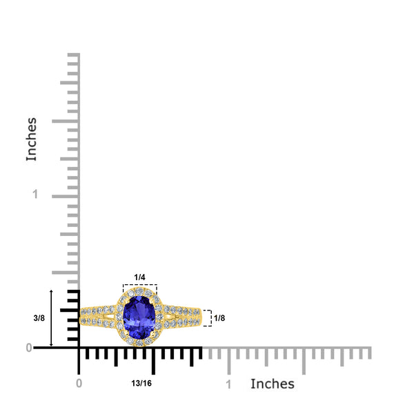 0.76ct Oval Tanzanite Ring with 0.44 cttw Diamond