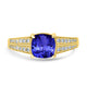 1.65ct Cushion Tanzanite Ring with 0.25 cttw Diamond