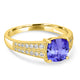 1.65ct Cushion Tanzanite Ring with 0.25 cttw Diamond