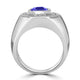 1.7 ct Emerald Cut Tanzanite Men's Ring with 0.54 cttw Diamond