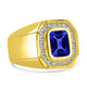 1.7 ct Emerald Cut Tanzanite Men's Ring with 0.54 cttw Diamond