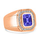 1.7 ct Emerald Cut Tanzanite Men's Ring with 0.54 cttw Diamond