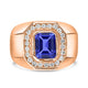 1.7 ct Emerald Cut Tanzanite Men's Ring with 0.54 cttw Diamond