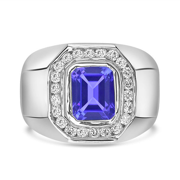 Tanzanite and Diamond Three Stone Platinum Ring 1.02ct + 4.0ct | Philip  Lloyd Jewellers