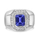 1.7 ct Emerald Cut Tanzanite Men's Ring with 0.54 cttw Diamond