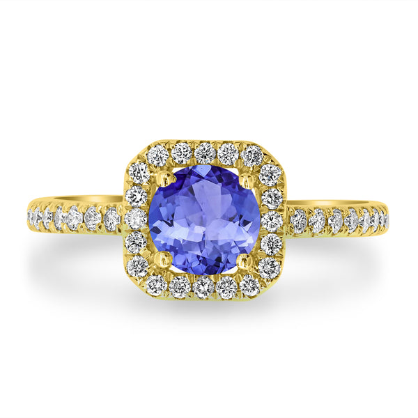 0.9ct Round Tanzanite Ring with 0.3 cttw Diamond