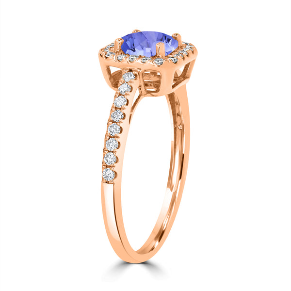 0.9ct Round Tanzanite Ring with 0.3 cttw Diamond