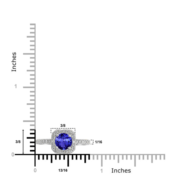 0.9ct Round Tanzanite Ring with 0.3 cttw Diamond