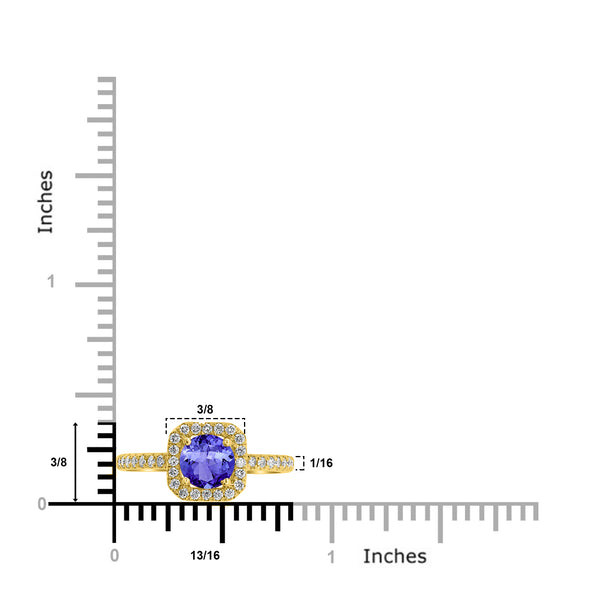 0.9ct Round Tanzanite Ring with 0.3 cttw Diamond