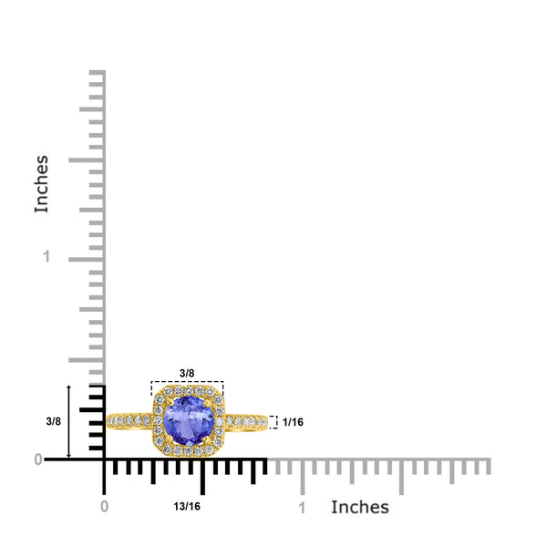 0.9ct Round Tanzanite Ring with 0.3 cttw Diamond