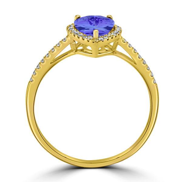 1.15ct Pear Shape Tanzanite Ring with 0.14 cttw Diamond