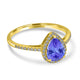 1.15ct Pear Shape Tanzanite Ring with 0.14 cttw Diamond