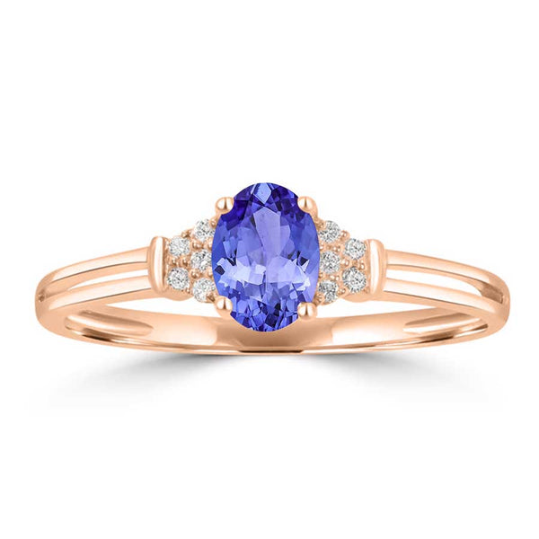 0.48ct Oval Tanzanite Ring with 0.05 cttw Diamond