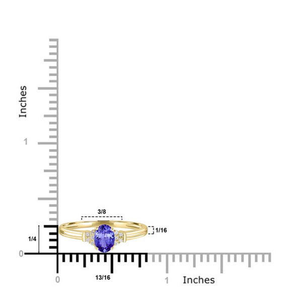 0.48ct Oval Tanzanite Ring with 0.05 cttw Diamond