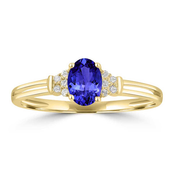 0.48ct Oval Tanzanite Ring with 0.05 cttw Diamond