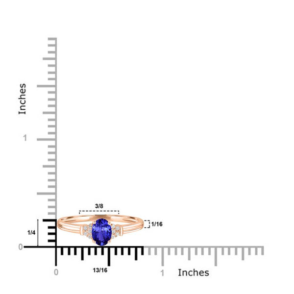 0.48ct Oval Tanzanite Ring with 0.05 cttw Diamond