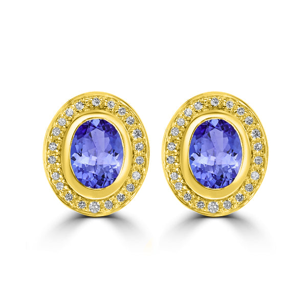 2.4ct Oval Tanzanite Halo Earring with 0.24 cttw Diamond