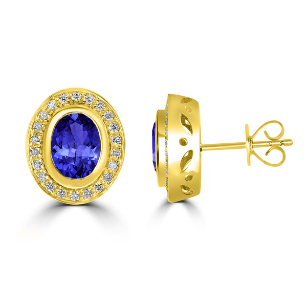 2.4ct Oval Tanzanite Halo Earring with 0.24 cttw Diamond