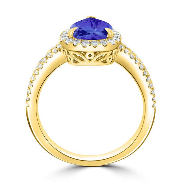 2.05ct Pear Shape Tanzanite Ring with 0.4 cttw Diamond