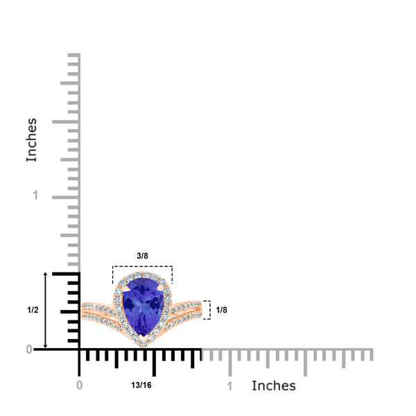 2.05ct Pear Shape Tanzanite Ring with 0.4 cttw Diamond