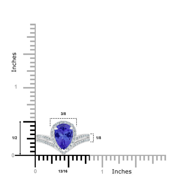 2.05ct Pear Shape Tanzanite Ring with 0.4 cttw Diamond