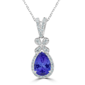 2.05ct Pear Tanzanite Pendant with 0.24 cttw Diamond