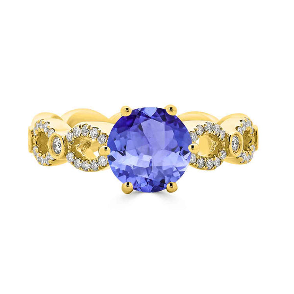 2.2ct Round Tanzanite Ring with 0.23 cttw Diamond