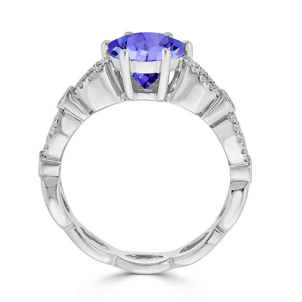 2.2ct Round Tanzanite Ring with 0.23 cttw Diamond