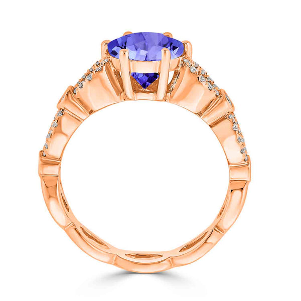 2.2ct Round Tanzanite Ring with 0.23 cttw Diamond