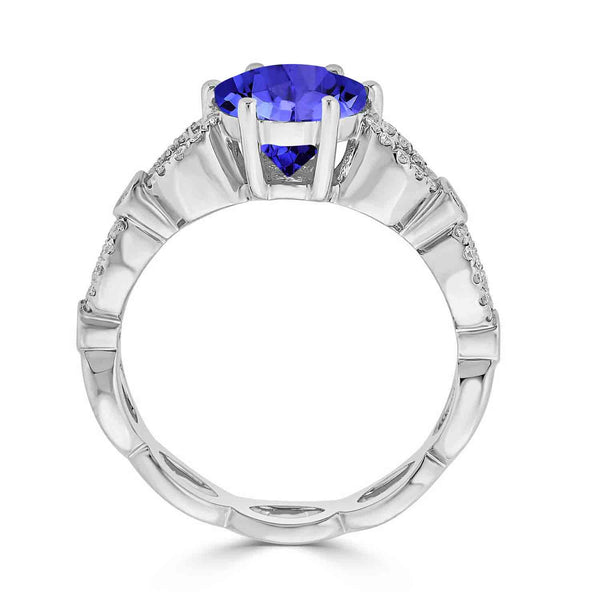 2.2ct Round Tanzanite Ring with 0.23 cttw Diamond